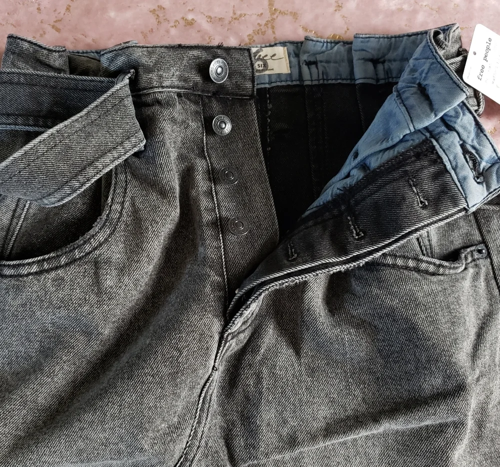 Free People Black Washed Denim Skirt - Picture 7 of 16